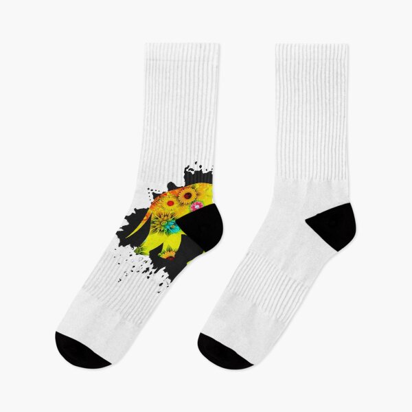 Item preview, Beautiful deep yellow elephant dotted with flowers. Black background. designed and sold by Billion-design.