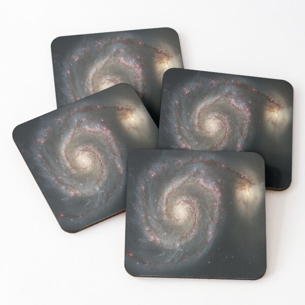 M51 Galaxy - Whirlpool Galaxy, Astronomy, Cosmology, AstroPhysics, Universe Coasters (Set of 4)