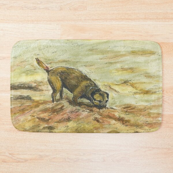 Item preview, Border terrier playing in the sand at the Tŷ Coch Inn, Porthdinllaen at Morfa Nefyn on the Llŷn Peninsula designed and sold by LymphomaLass.