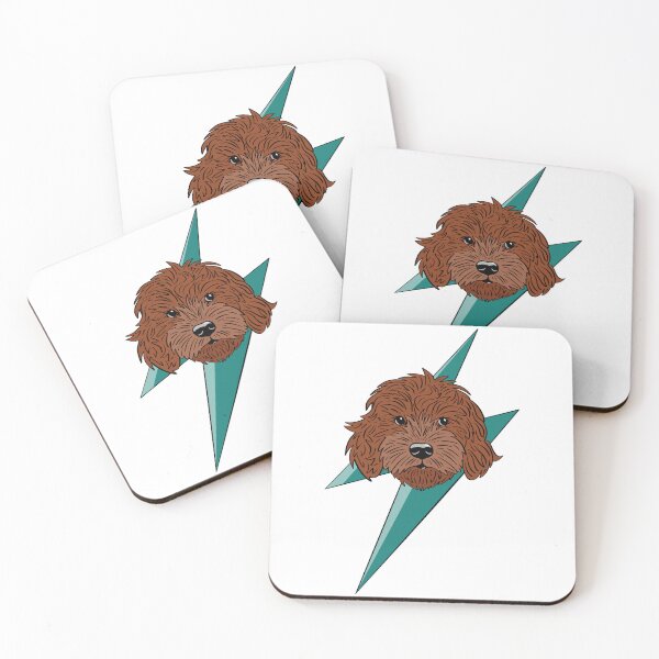 Item preview, Red cockapoo, cavapoo, labradoodle, yorkipoo design with thunderbolt  designed and sold by laurendemoet.