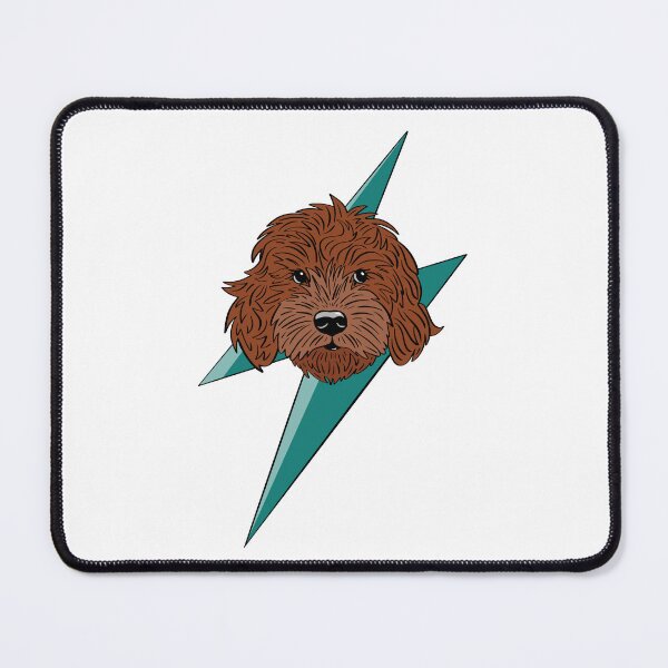 Item preview, Red cockapoo, cavapoo, labradoodle, yorkipoo design with thunderbolt designed and sold by laurendemoet.