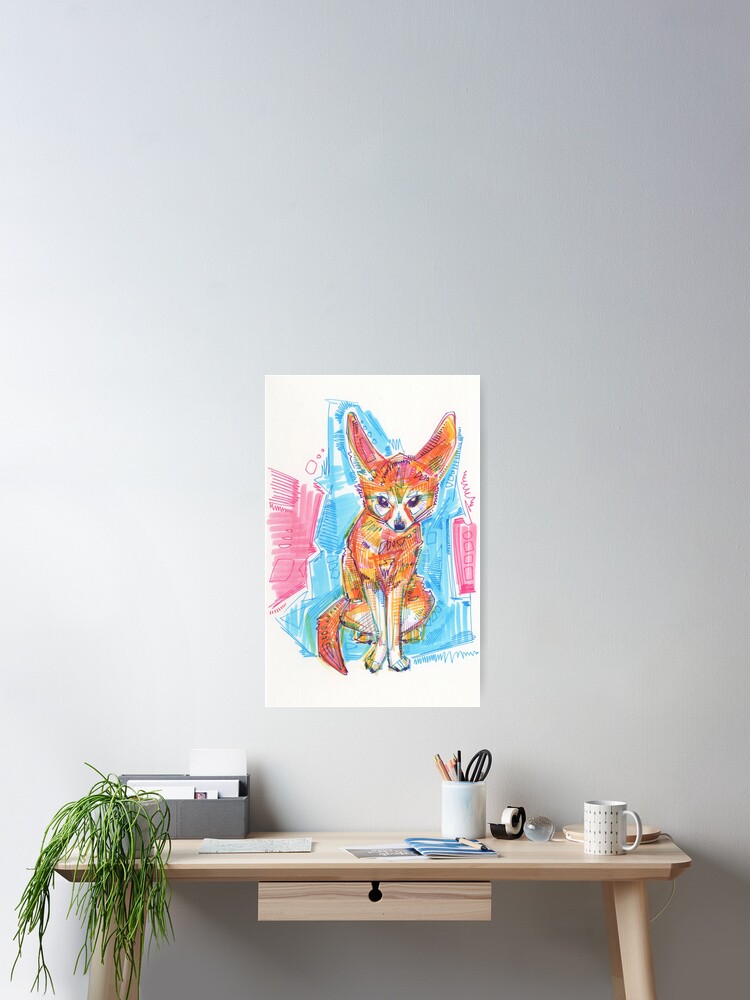 Fennec Fox Drawing 2016 Poster By Gwennpaints Redbubble Connect with other artists and watch other animals drawings. fennec fox drawing 2016 poster by gwennpaints redbubble