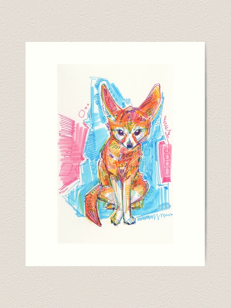 Alternate view of Fennec Fox Drawing - 2016 Art Print