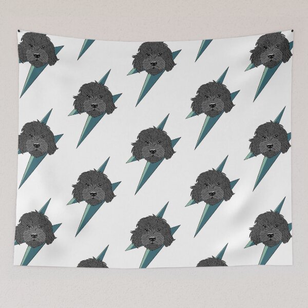 Item preview, Black cockapoo, cavapoo, labradoodle, yorkipoo with thunderbolt  designed and sold by laurendemoet.