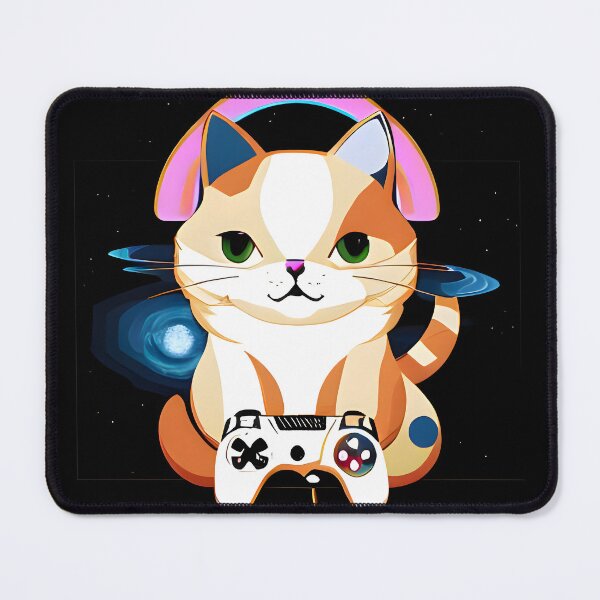 Item preview, Feline Fun - An AI Image of a Cat Immersed in Video Games designed and sold by Mechanical-Artt.