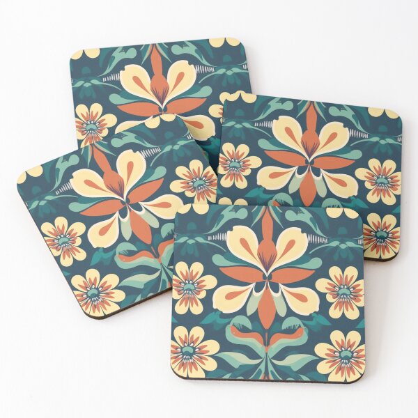 Item preview, Retro flowers tile design designed and sold by NxtGenArt.