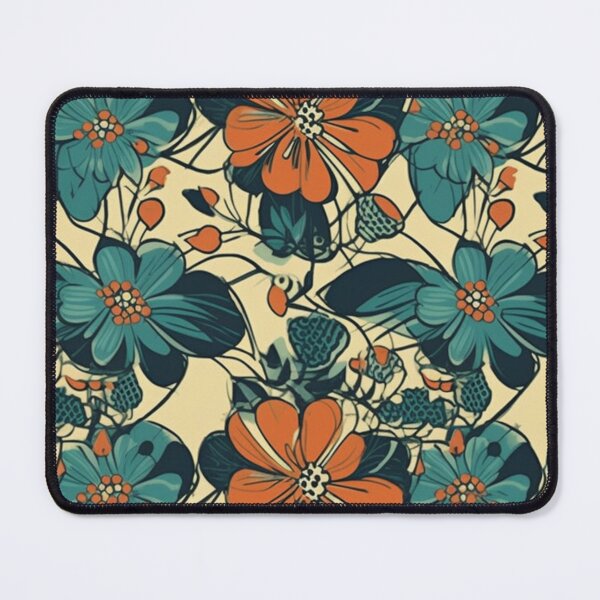 Item preview, Orange and blue retro flowers designed and sold by NxtGenArt.