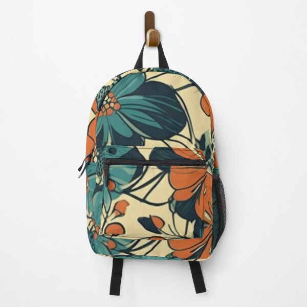 Item preview, Orange and blue retro flowers designed and sold by NxtGenArt.