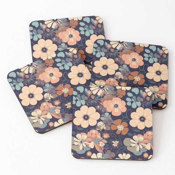 Item preview, Bright and dark retro flowers designed and sold by NxtGenArt.