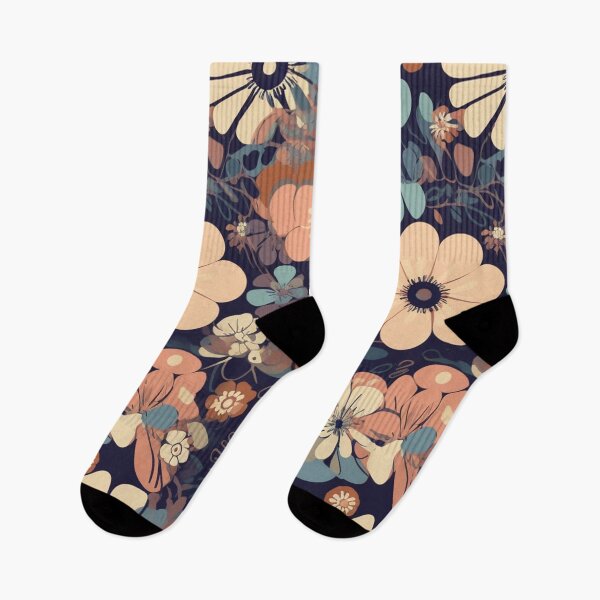 Item preview, Bright and dark retro flowers designed and sold by NxtGenArt.
