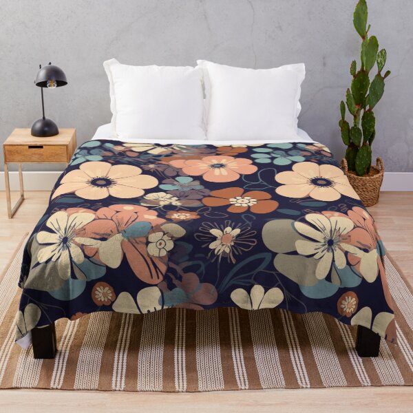 Item preview, Bright and dark retro flowers designed and sold by NxtGenArt.