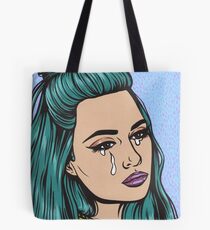 Teal Tears - Crying Comic Pop Art Girl Tote Bag