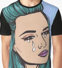 Teal Tears - Crying Comic Pop Art Girl Graphic T-Shirt