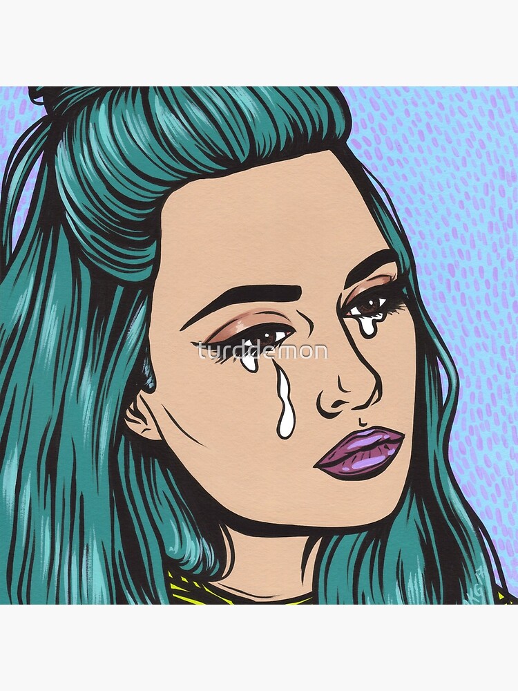 Teal Tears - Crying Comic Pop Art Girl by turddemon