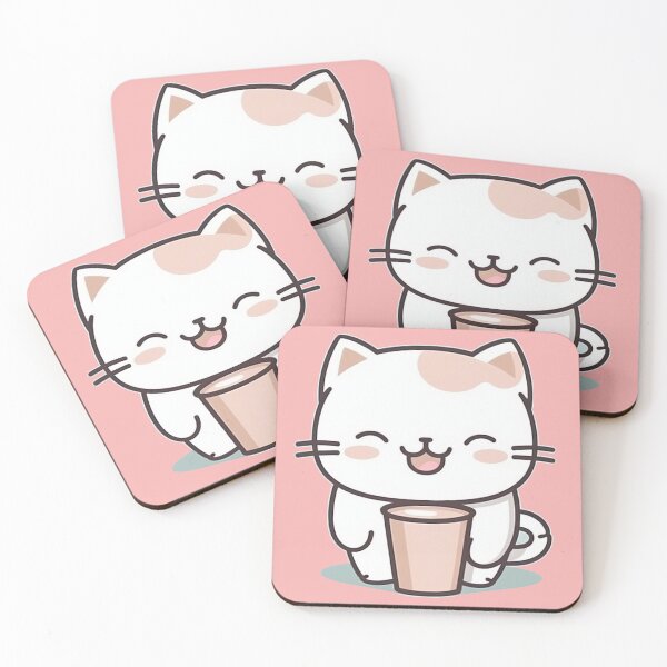 Item preview, Cute Kawaii Cat with Coffee Cup designed and sold by WalterWhatFace.