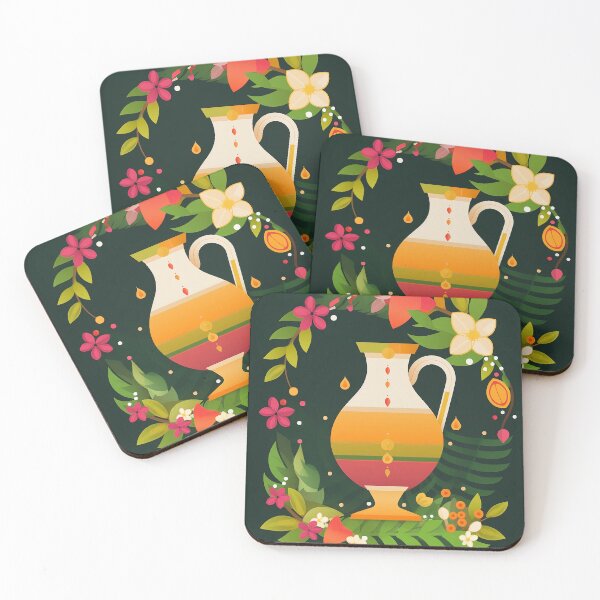 Item preview, Floral Jug Pitcher: Happy Ugadi Postcard designed and sold by EmeraldeaArt.