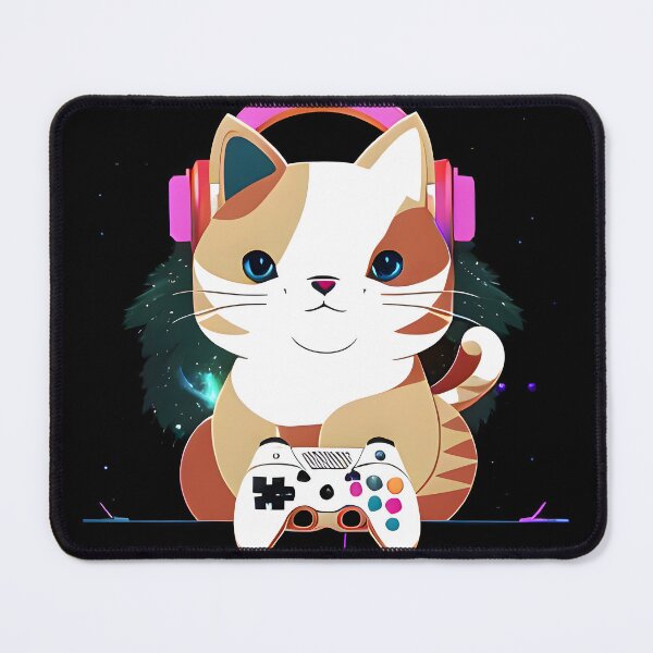 Item preview, Digital Delight - An AI Image of a Cat Playing Video Games designed and sold by Mechanical-Artt.