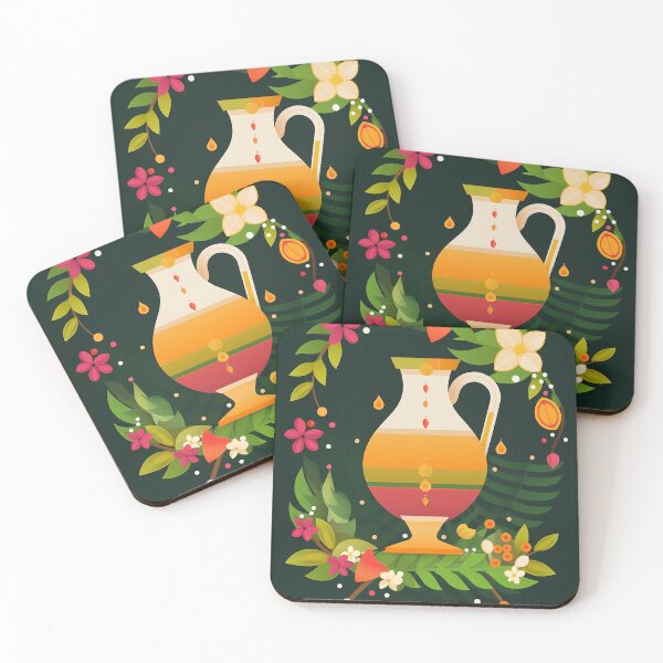 Item preview, Floral Jug Pitcher: Happy Ugadi Greeting Card designed and sold by EmeraldeaArt.