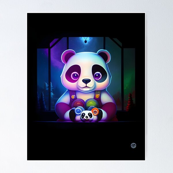 Item preview, Bear Battle in the Virtual Realm - An AI Image of a Panda Gaming Warrior designed and sold by Mechanical-Artt.