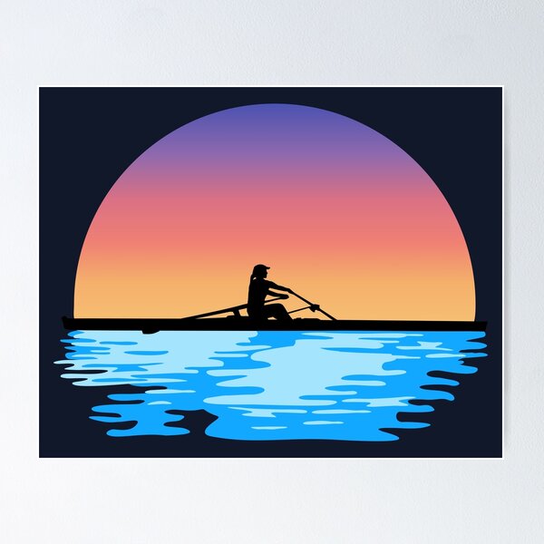 Item preview, Rowing, women rowing, water and sun, one rowing designed and sold by claudiasartwork.