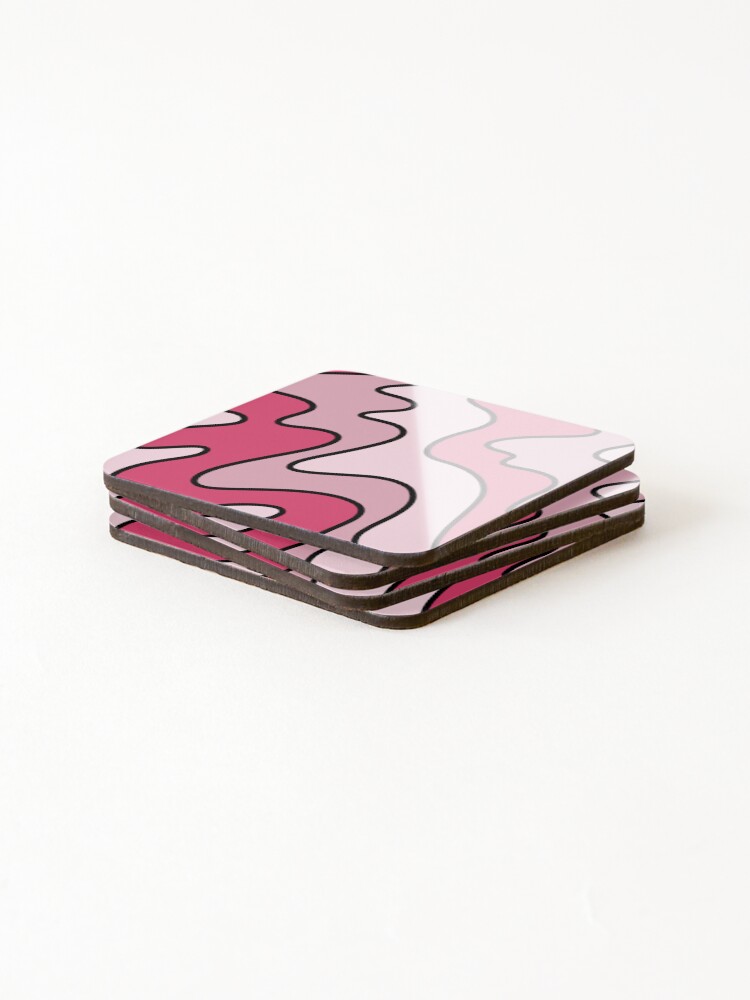 Thumbnail 4 of 5, Coasters (Set of 4), Pink wavy Pattern designed and sold by ZonurePatterns.