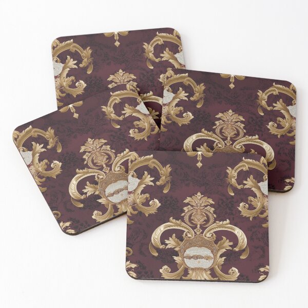 Item preview, A regal print with ornate gold filigree and rich burgundy accents designed and sold by LeafyLife.