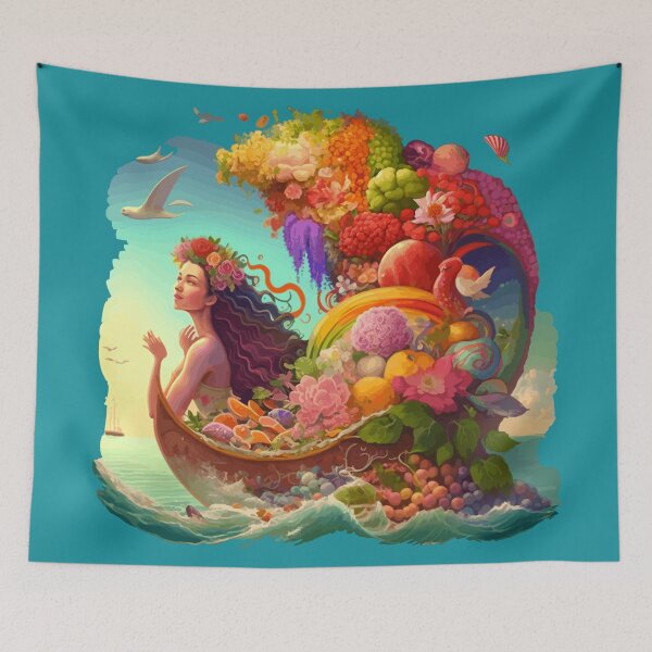 Item preview, Mermaid in flower boat gift designed and sold by TeeArtistry.