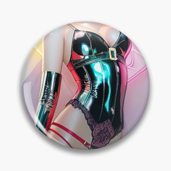 Item preview, Synthwave pinup sticker print vaporwave anime retrowave 80s neon futuristic cyberpunk illustration manga sexy babe latex  designed and sold by Hot-as-hell.