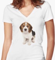 Beagle Women's Fitted V-Neck T-Shirt
