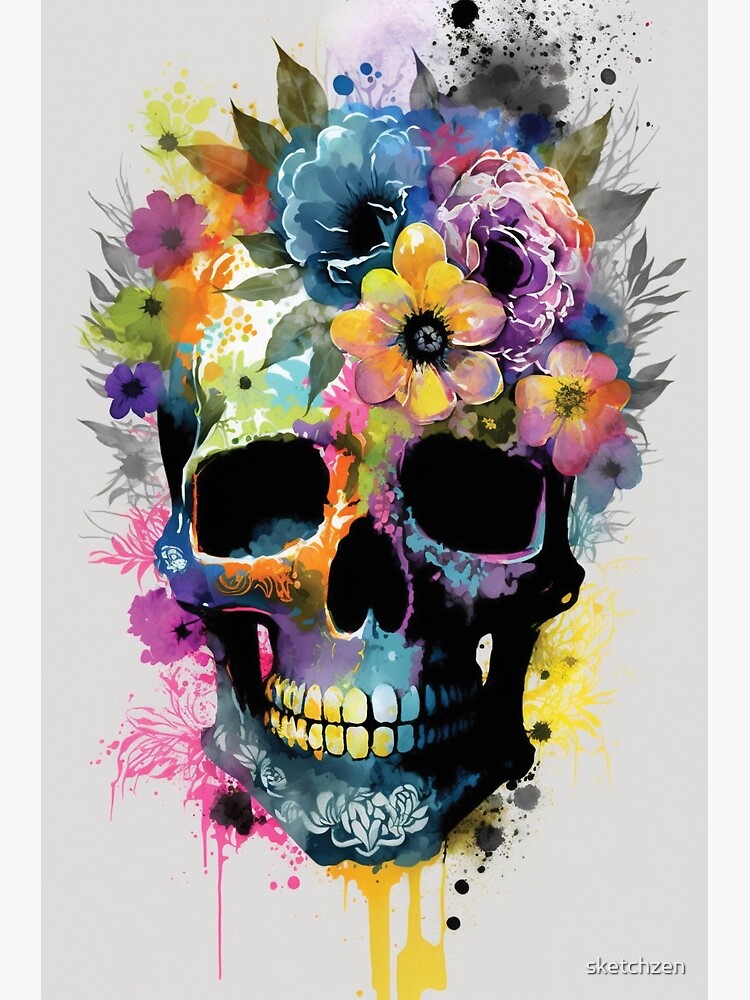 Bright Flower Calavera" Skull Art, Floral Design, Day of the Dead, Mexican  Art, Wall Art, Home Decor, Trending Art." Canvas Print for Sale by  sketchzen Redbubble