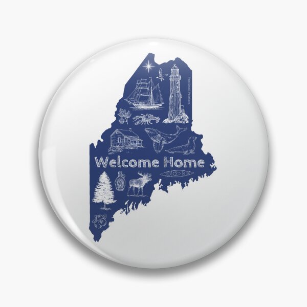 Artikelvorschau, Maine, WILLKOMMEN ZU HAUSE - Blaue Ikone entworfen und verkauft von TwoSmallPtatoes.