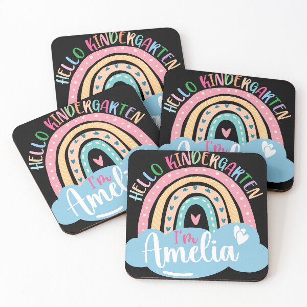 Item preview, Hello Kindergarten I'm Amelia - Cute Name Of Baby With Cute Rainbow Design designed and sold by pretty4u.