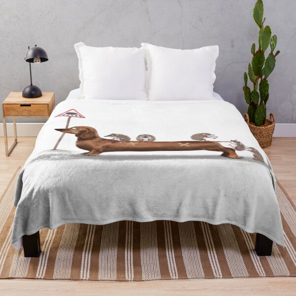 Item preview, Dachshund helping hedgehogs crossing the street designed and sold by Fionna Bottema.