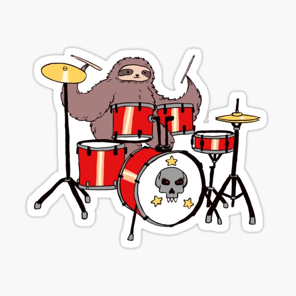 Drum Set Sloth Sticker