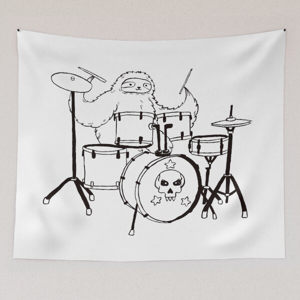 Item preview, Black Line Drum Set Sloth designed and sold by SaradaBoru.