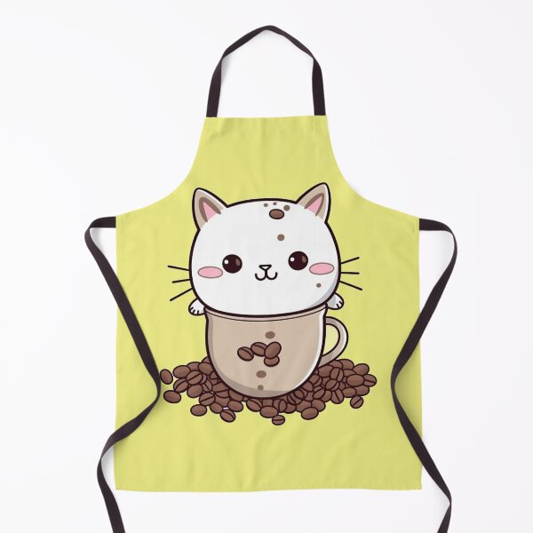 Item preview, Cute Kawaii Cat In A Cup With Coffee Beans designed and sold by WalterWhatFace.