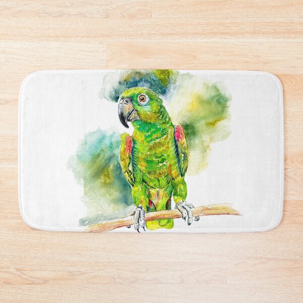 Item preview, Green Amazonian parrot watercolor designed and sold by HappyCherryArt.