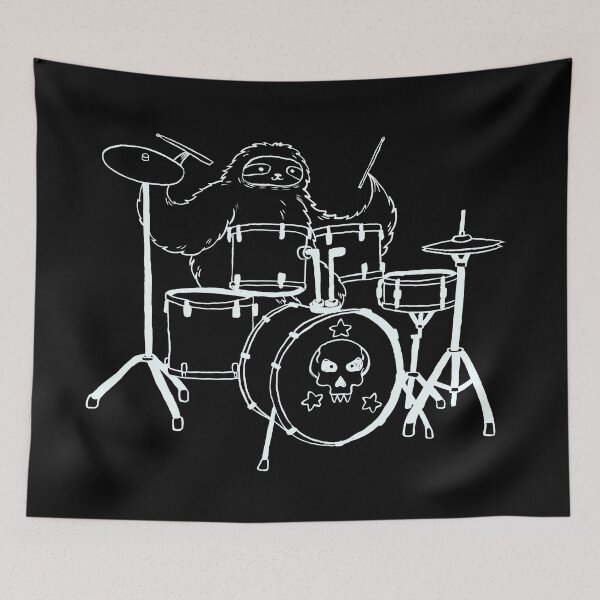 Item preview, White Line Drum Set Sloth designed and sold by SaradaBoru.