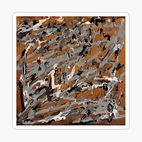 Gray, Black and Caramel Abstract Sticker