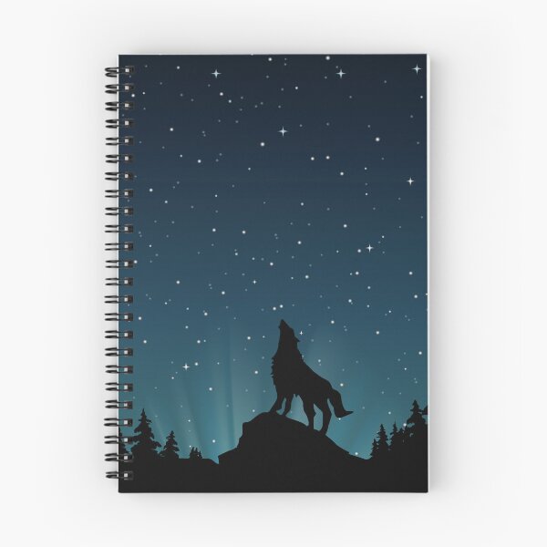 Item preview, the night sky with a wolf howling at the moon, starry night background designed and sold by SabinArt.