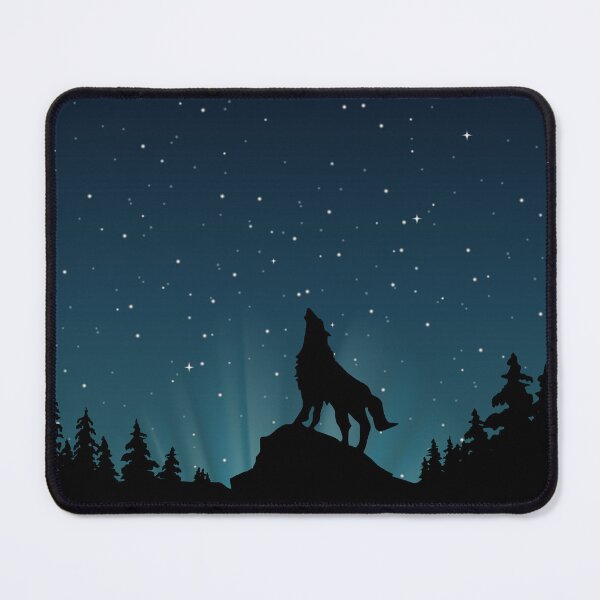 Item preview, the night sky with a wolf howling at the moon, starry night background designed and sold by SabinArt.