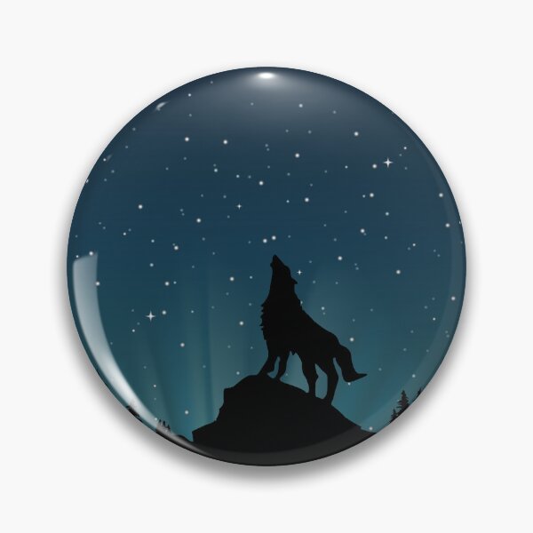 Item preview, the night sky with a wolf howling at the moon, starry night background designed and sold by SabinArt.