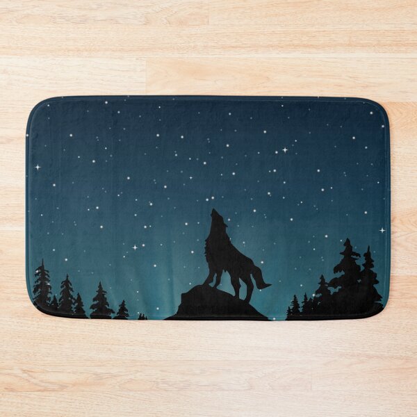 Item preview, the night sky with a wolf howling at the moon, starry night background designed and sold by SabinArt.