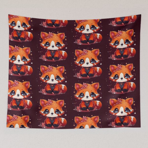 Item preview, Kawaii red panda with red pink flowers for spring designed and sold by nhahn33.