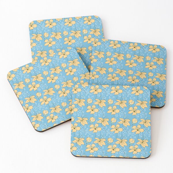 Item preview, Yellow flowers on blue background. designed and sold by Lenamakina.