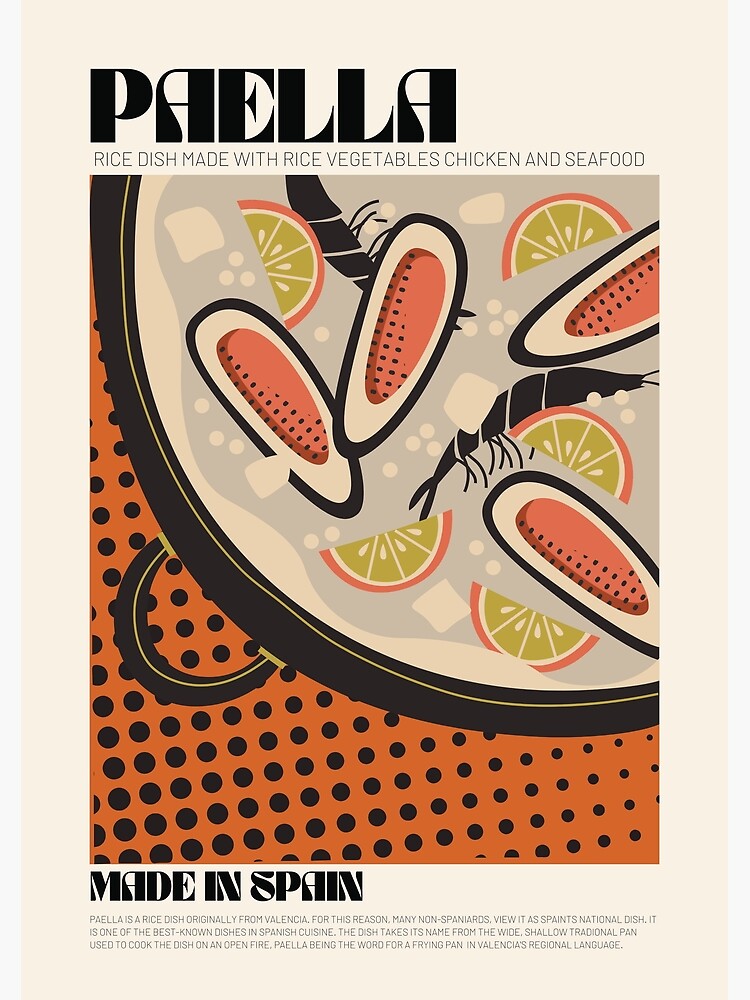 Disover Retro Paella Poster, Vintage Poster, Food Art Premium Matte Vertical Poster