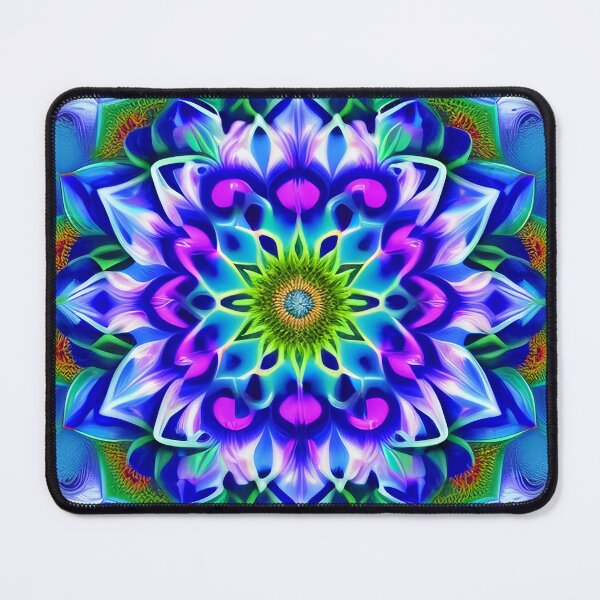 Item preview, Neon Mandala Flower Abstract, Neon Blue, Pink & Green designed and sold by iDWebArt.