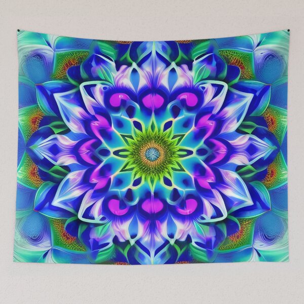 Item preview, Neon Mandala Flower Abstract, Neon Blue, Pink & Green designed and sold by iDWebArt.