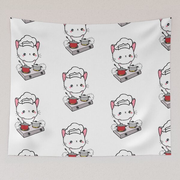 Item preview, Funny White cat is cooking  designed and sold by Pet Station.