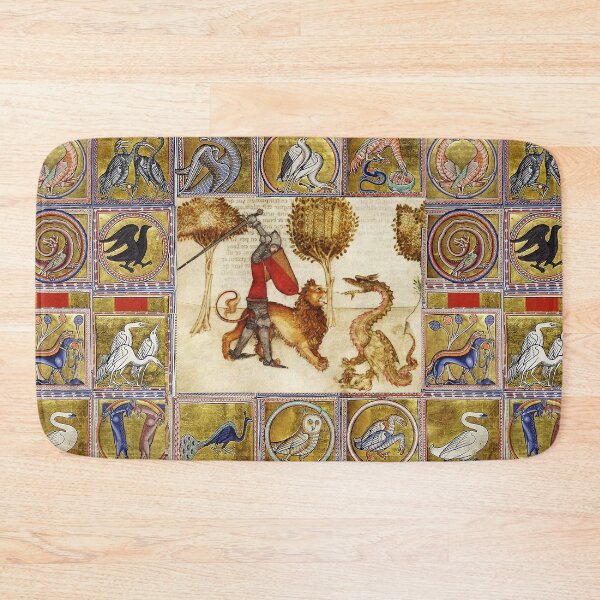 Item preview, ARTHURIAN LEGENDS ,YWAIN AND HIS LION FIGHTING A DRAGON Medieval Miniature designed and sold by BulganLumini.